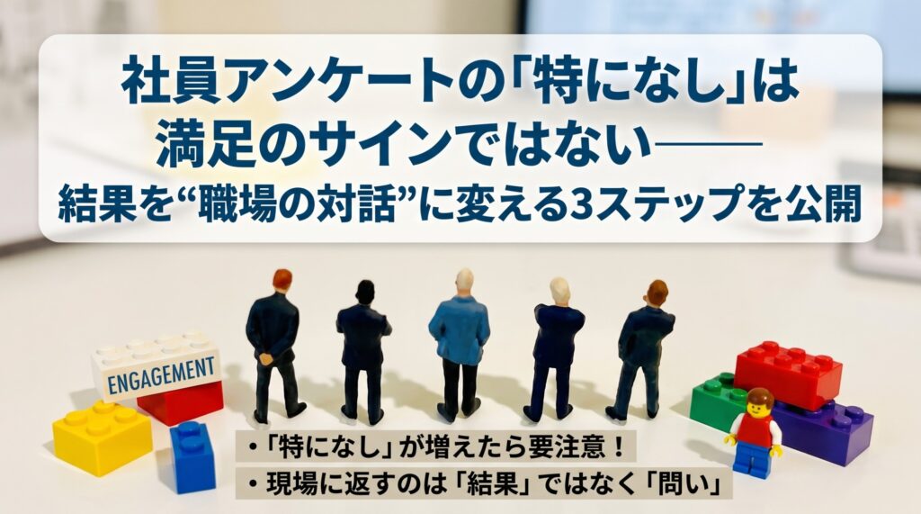 社員アンケートの「特になし」は満足のサインではない――結果を職場の対話へ変える3ステップを公開