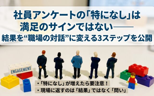 社員アンケートの「特になし」は満足のサインではない――結果を職場の対話へ変える3ステップを公開