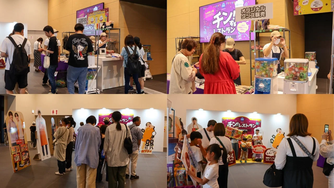 フォトスポットとオリジナルグッズ販売の様子