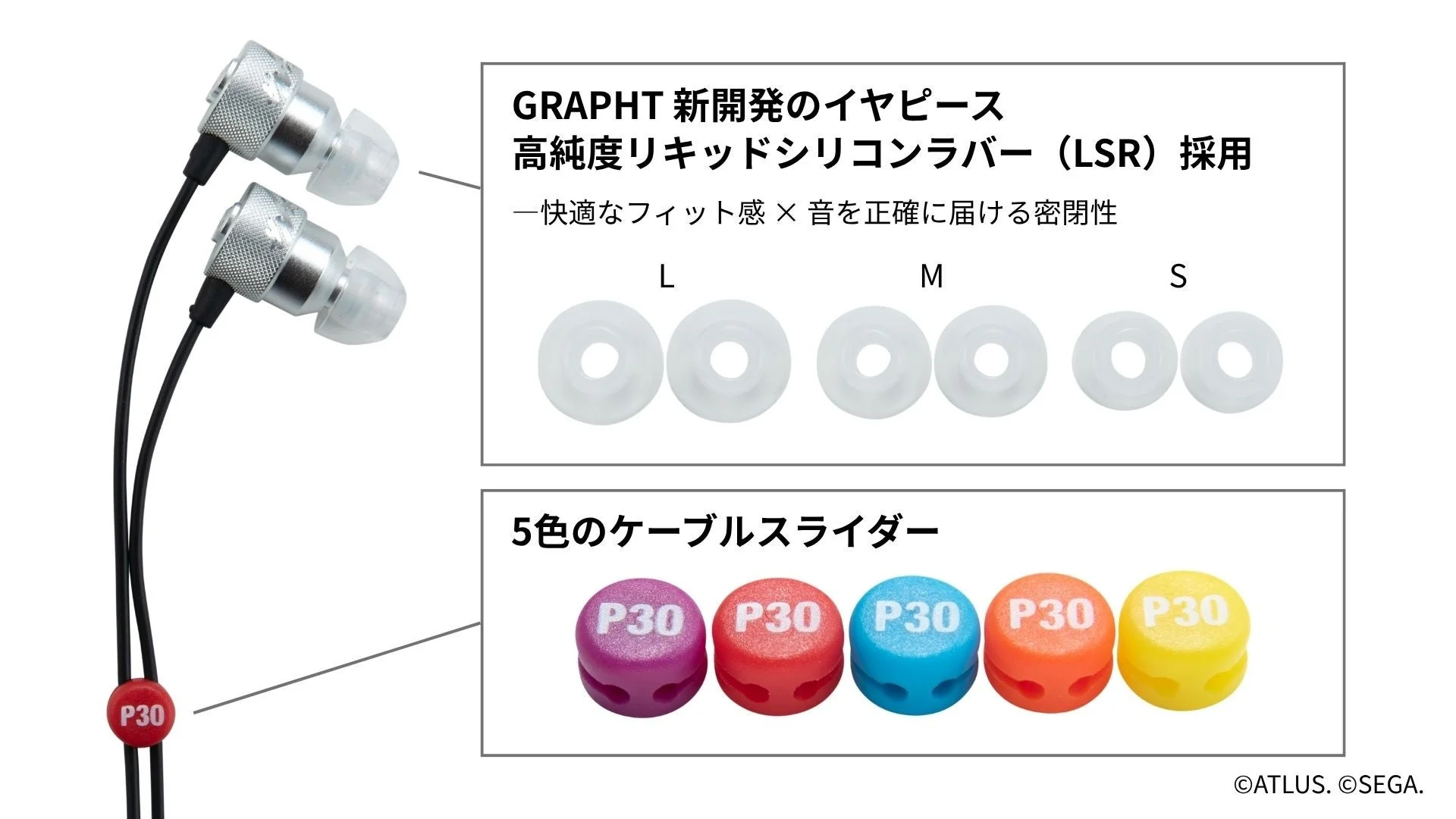 THE SPECIAL – EARPHONES PERSONA 30th Anniversary Editionのイヤピースとケーブルスライダー