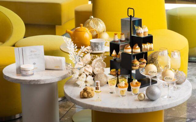 【W大阪】ビューティーブランド「d’Alba」との初のコラボレーションアフタヌーンティー「The Golden Glow Afternoon Tea」を期間限定で開催