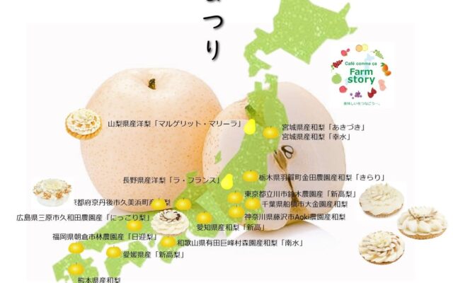 【カフェコムサ】カフェコムサの秋祭り！22店舗ごとの地域の恵みを受けた梨を使用したケーキを展開！「梨まつり」