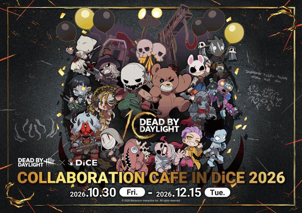 『Dead by Daylight』× DiCE コラボカフェが今年も開催！〝歯をむき出しにしたトルテ〟などコラボメニューや、人気イラストレーター「キーマン」描き起こしイラストを使用したグッズが多数！