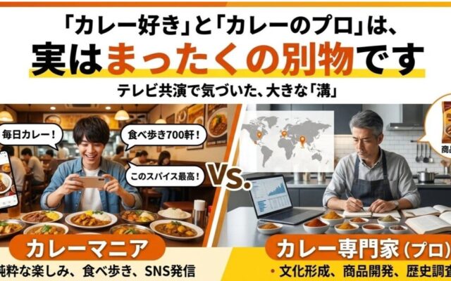 そうだったのか！カレーマニア」と「カレー専門家」の違いはここにある！専門家だけが気づく、その違いの核心とは？ 前回反響が大きかったため、オンライン講習会開催を決定